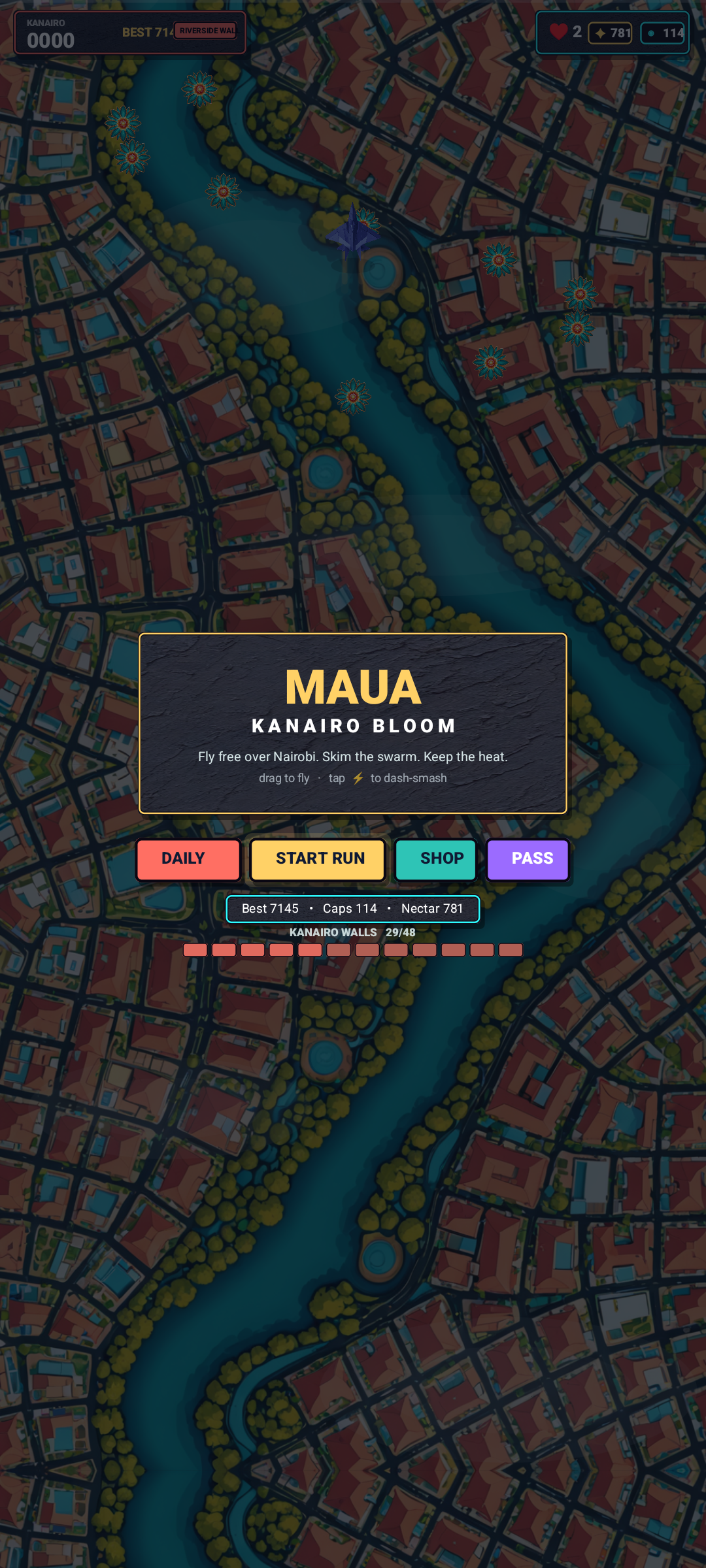 Maua Runner start screen